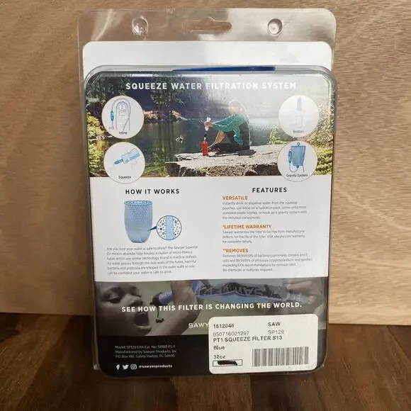 New Sawyer Squeeze Water Filtration System Filter Kit SP129 32oz Pouches - Picture 2 of 3